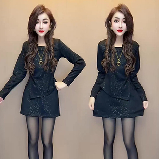 简约高级感套装 时尚 女洋气别致上衣显瘦短裙两件套潮 新款 欧货冬季