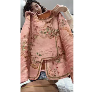 禅意风刺绣斜襟外套女2026春季新款民族风时髦提花盘扣上衣流行款