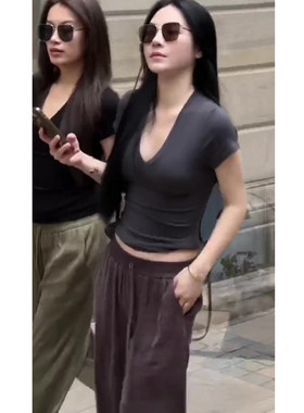 网红慵懒风时尚套装短袖+阔腿裤