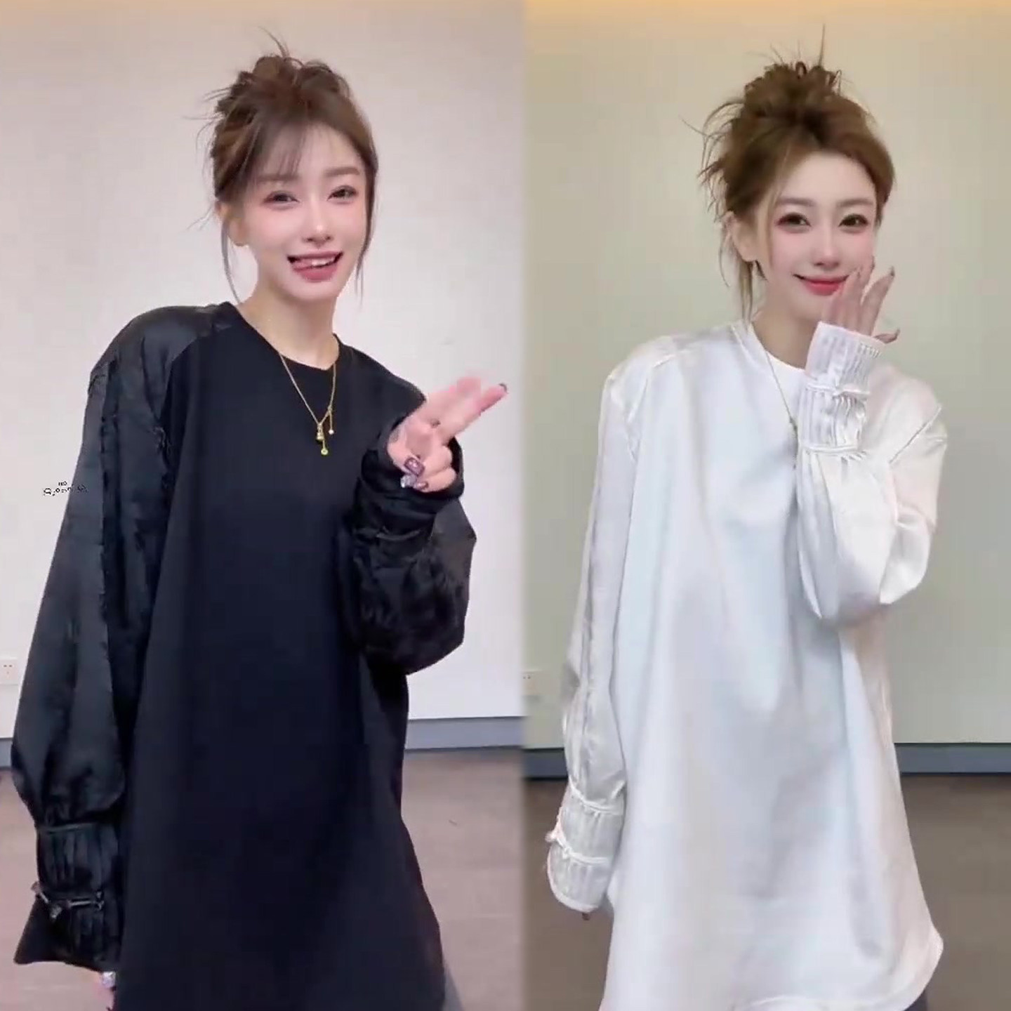 洋气缎面拼接T恤衫女2026春季新款休闲宽松遮肉净版设计感上衣潮,女装/女士精品,T恤,淘宝优惠券,粉丝福利购,淘宝优惠卷