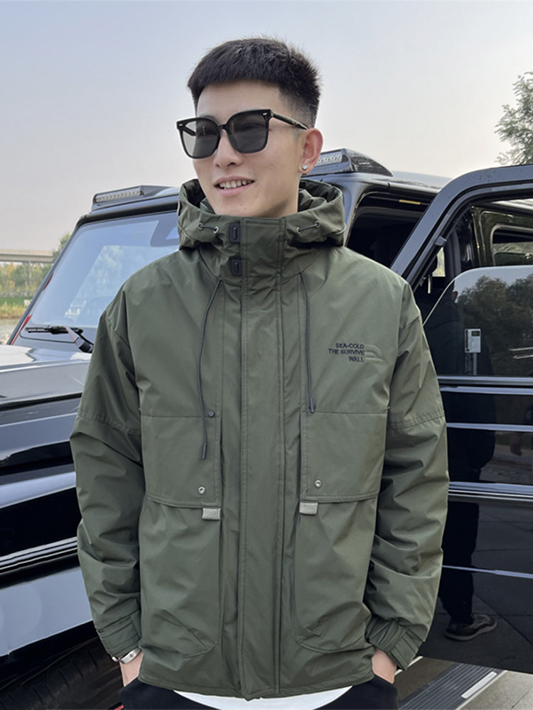 AUTUMN AND WINTER CASUAL EMBROIDERED HOODED TOPS INTERNET CELEBRITIES THE SAME JACKET JACKETS TRENDY MENS VERSATILE KOREAN VERSION OF THE LOOSE JACKET