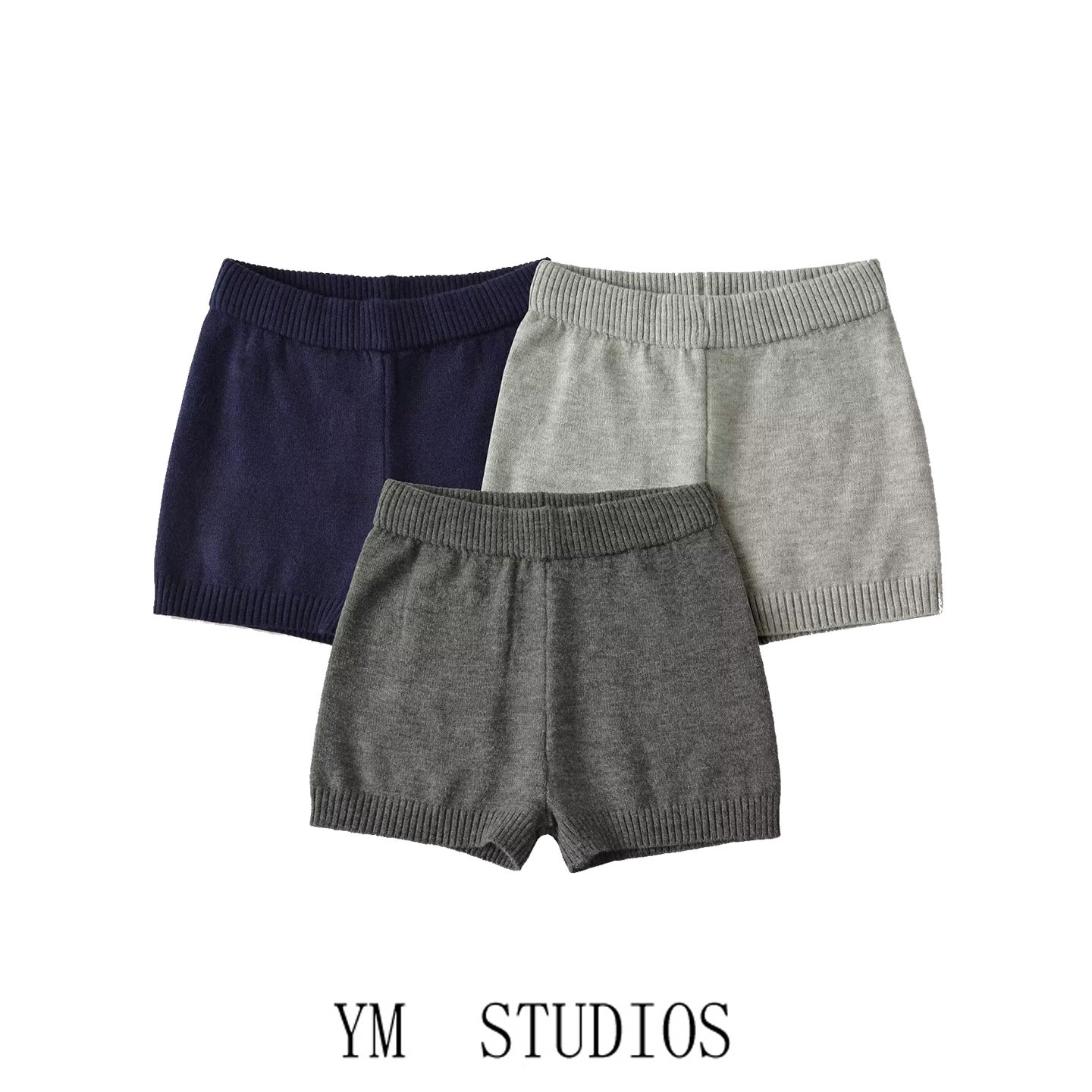 欧美女装 基础款秋冬季厚款针织短裤女紧身包臀外穿打底裤热裤潮