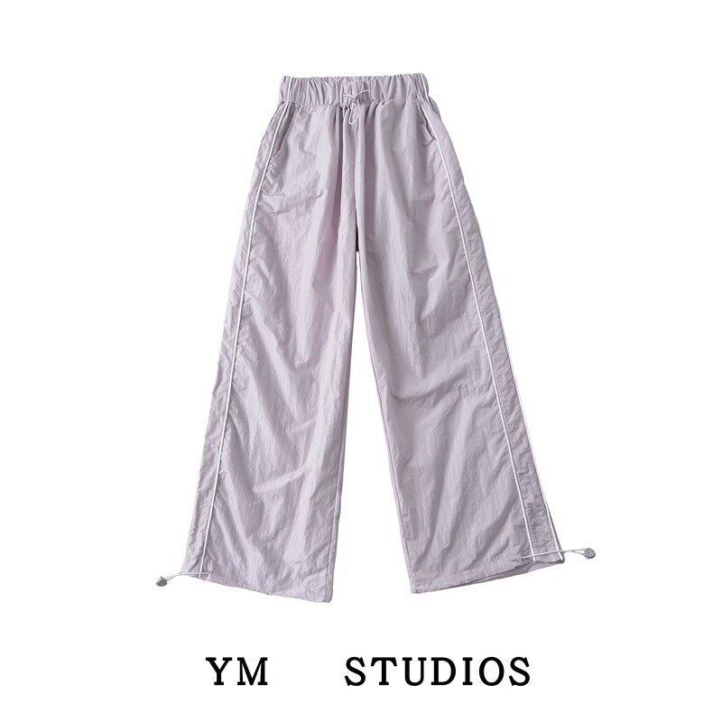 【包邮】美式薄款束脚宽松卫裤女阔腿裤甜辣风夏季直筒速干运动裤