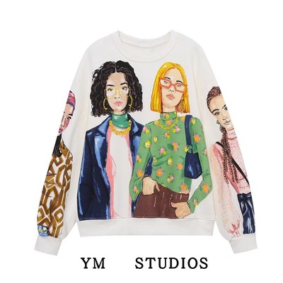 女孩印花卫衣春秋季圆领