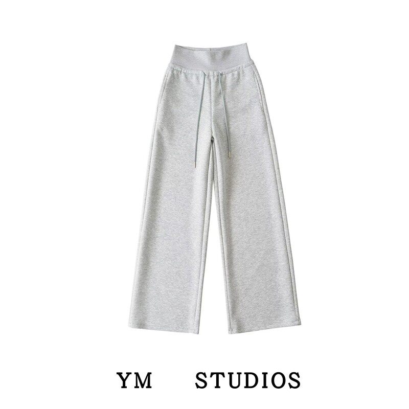 【包邮】美式极简风灰色抽绳高腰直筒运动卫裤女宽松休闲裤长裤春