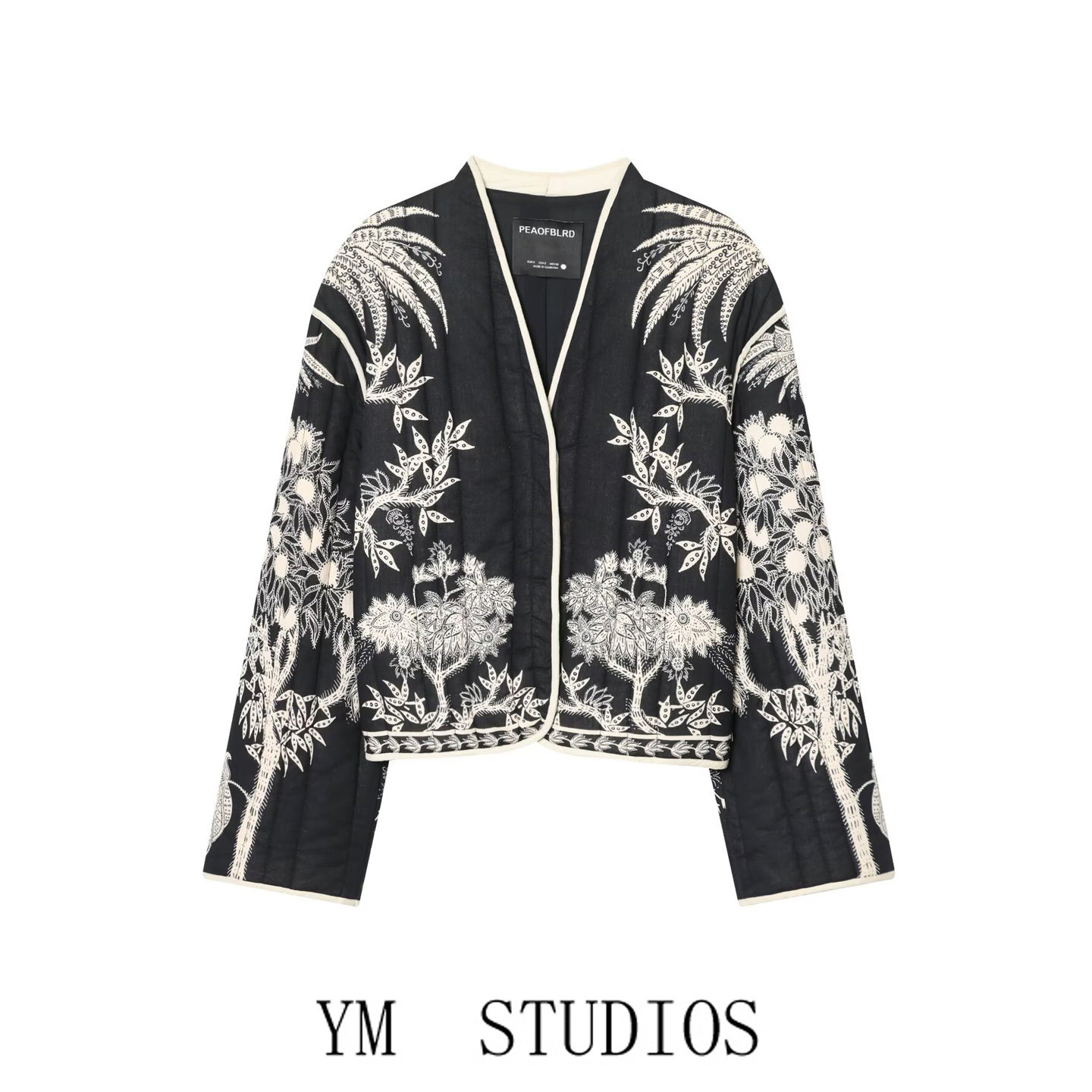 欧美女装   美式风复古绗棉印花短款外套女2026春秋民族风夹克衫,女装/女士精品,短外套,淘宝优惠券,粉丝福利购,淘宝优惠卷