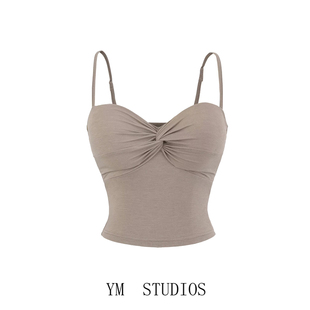 【包邮】纯欲风带胸垫扭结吊带背心女内衬外搭辣妹扩胸瑜伽小上衣