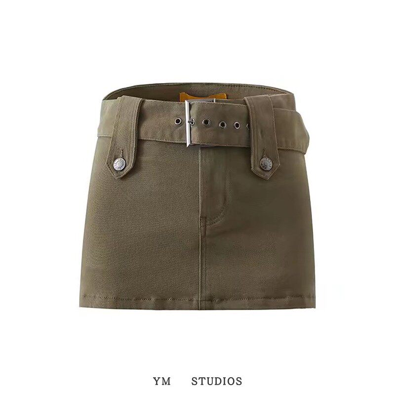 欧美女装   辣妹款配腰带饰迷你短裙带安全裤设计包臀半身裙热裤