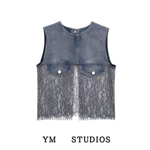 美式设计款蕾丝透视开叉女