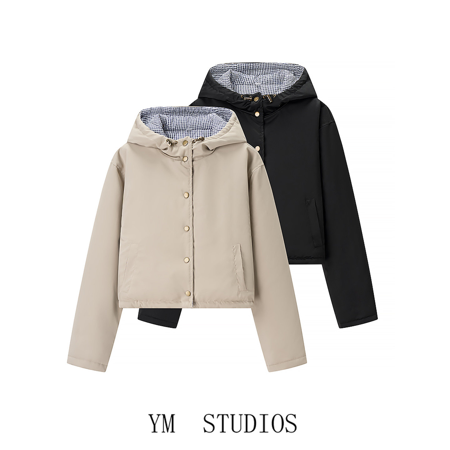 两面穿连帽夹棉休闲棉服