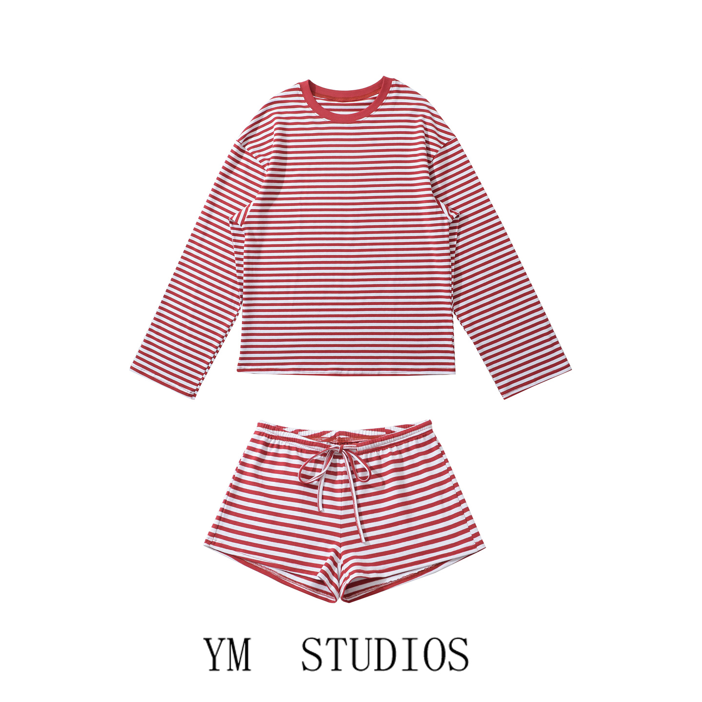 复古条纹长袖T恤女居家风