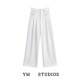 美式 裤 轻熟风垂感高腰白色直筒西装 高质感拽酷阔腿裤 长裤 包邮