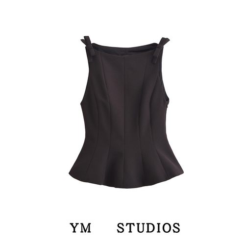 蚂蚁腰蝴蝶结饰无袖收腰背心