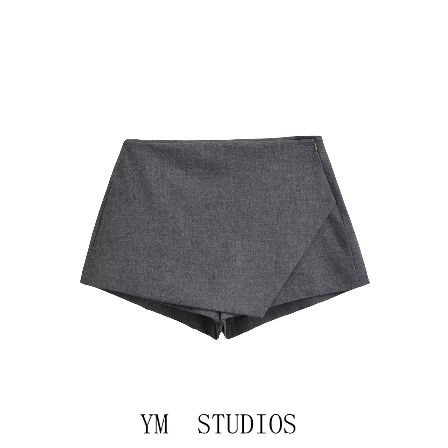 欧美女装   美式复古高腰灰色西装面料A字半身裙防走光辣妹裙短裤