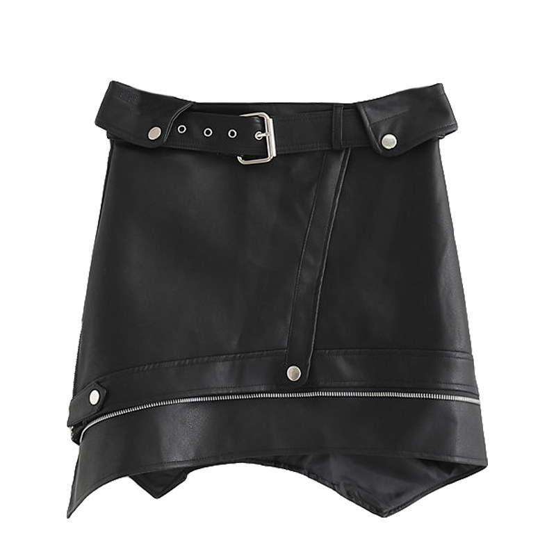 欧美女装   欧美风街拍高腰不规则裙摆拉链设计半身裙PU皮短裙子在类目 女装/女士精品, 半身裙中 - 来自Buy2taobao.com提供专业的淘宝代购服务