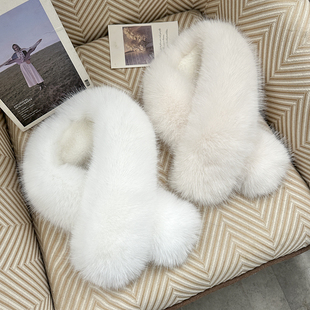 仿皮草围巾狐狸毛百搭纯色毛领女保暖加厚秋冬长款 围脖围巾毛毛领