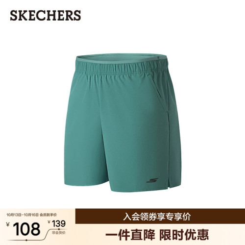 斯凯奇夏季新款男士梭织短裤百搭时尚训练裤舒适柔软运动裤