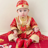 一周岁礼服男宝宝春秋女婴儿百天生日宴抓周礼服儿童国风唐装 冠衣