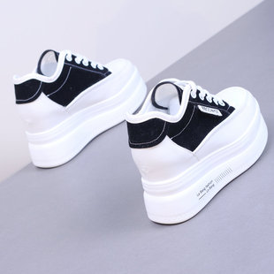 内增高8cm2025新款透气夏厚底小个子搭配裙子的休闲运动小白鞋女