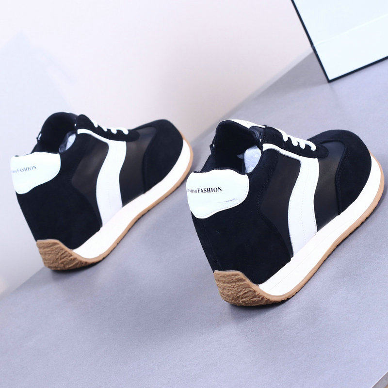 德训鞋女2026新款春夏真皮百搭厚底阿甘运动复古内增高10cm小白鞋