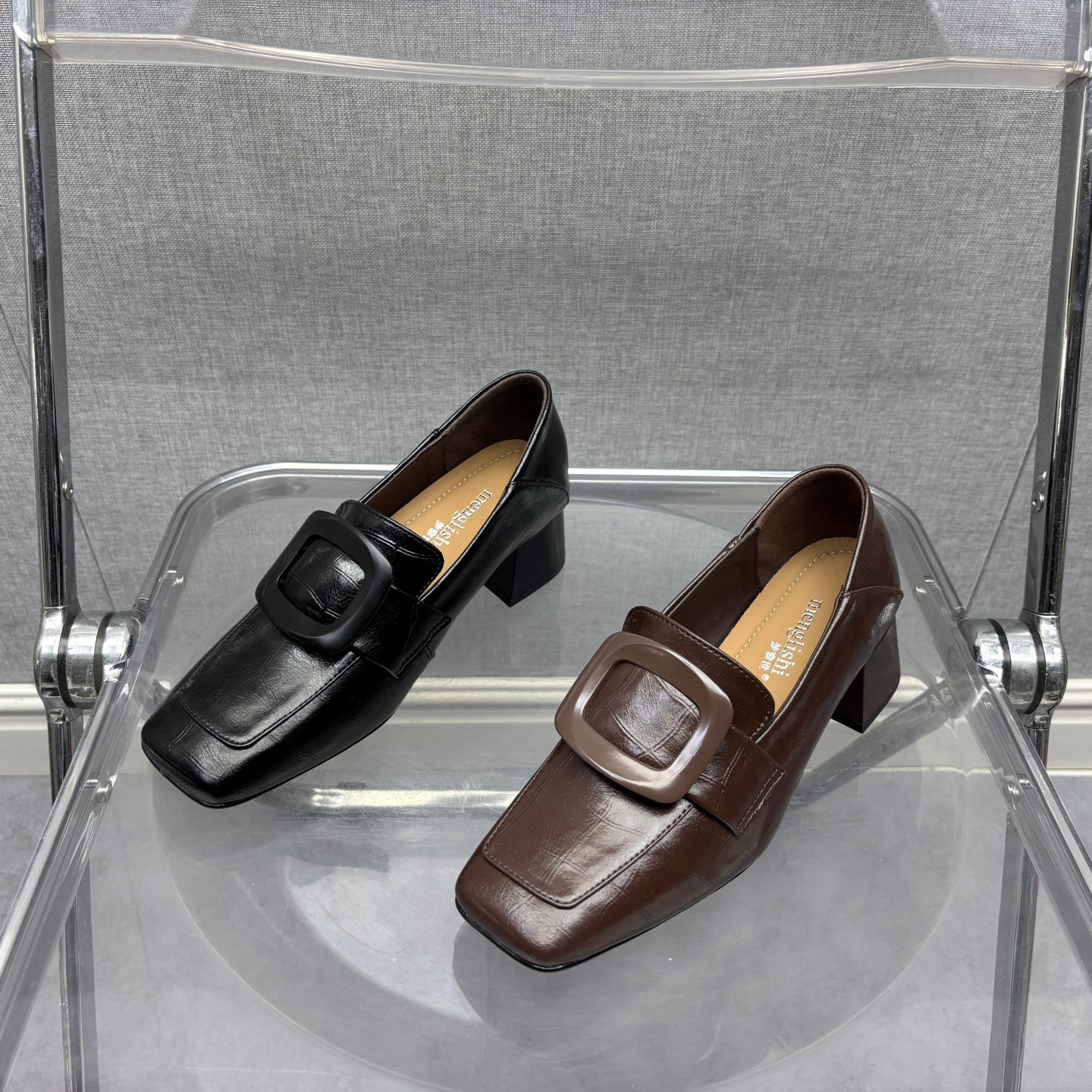 牛皮套脚方头真皮方跟2026春秋季新款断码处理女鞋休闲鞋女款单鞋