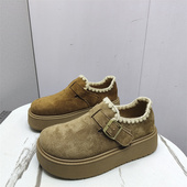 女魔术贴厚底增高休闲鞋 绒面勃肯鞋 圆头单鞋 时尚 2026春季 女鞋 新款