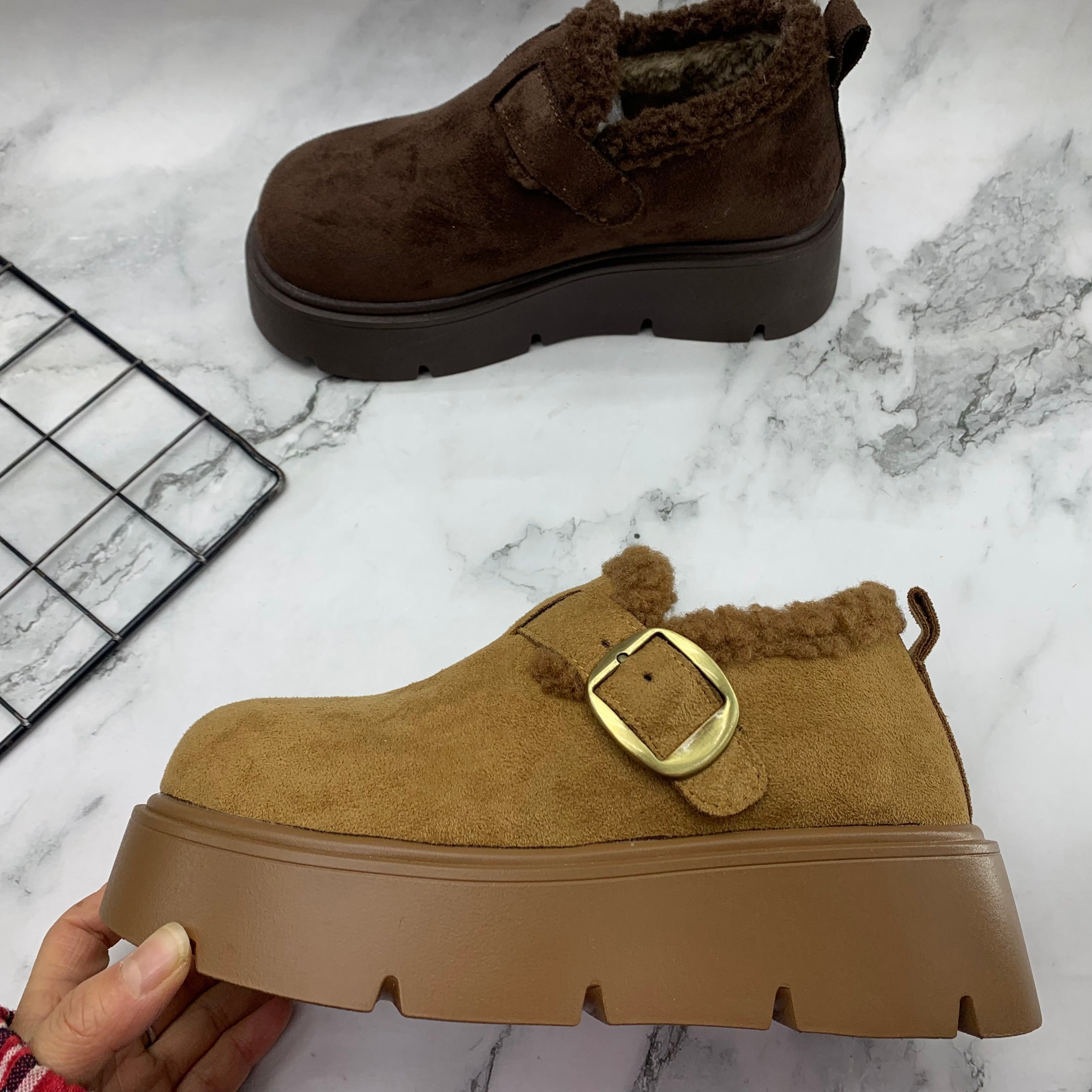 绒面鞋厚底勃肯鞋平底鞋2025新款断码处理女鞋舒适休闲加绒棉鞋,女鞋,棉鞋,淘宝优惠券,粉丝福利购,淘宝优惠卷