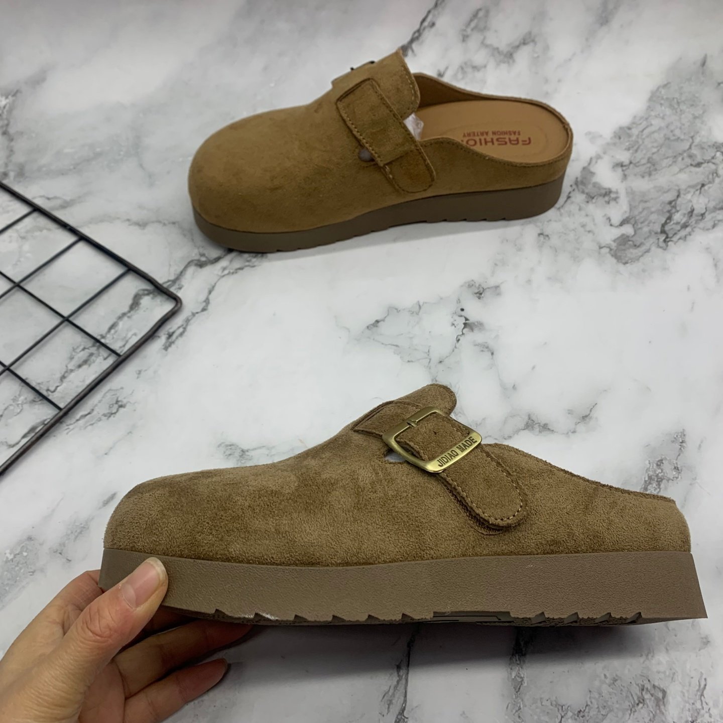 勃肯鞋厚底绒面圆头2026春季新款断码处理拖鞋舒适女鞋包头鞋半拖,女鞋,包头拖,淘宝优惠券,粉丝福利购,淘宝优惠卷