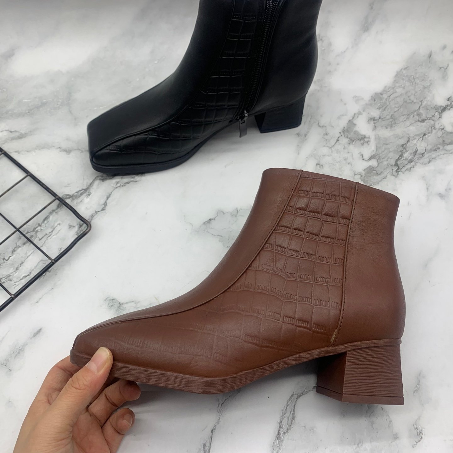 真皮方头单靴方跟牛皮2025工厂直销断码处理女鞋舒适休闲女靴短靴,女鞋,时装靴,淘宝优惠券,粉丝福利购,淘宝优惠卷