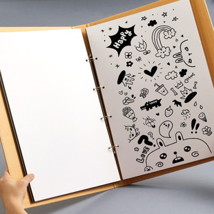 a3活页收纳册文件夹素描本画册美术卡纸内页手抄报4孔牛皮纸本子