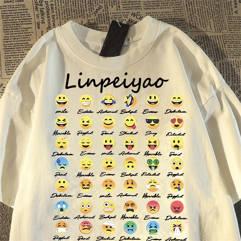 表情包纯棉短袖t恤男女夏2025