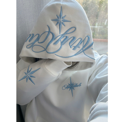 高街立体刺绣字母连帽卫衣男士