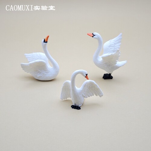 仿真动物模型小号大白鹅 天鹅卡通公仔塑料手办玩偶 微缩桌面摆件