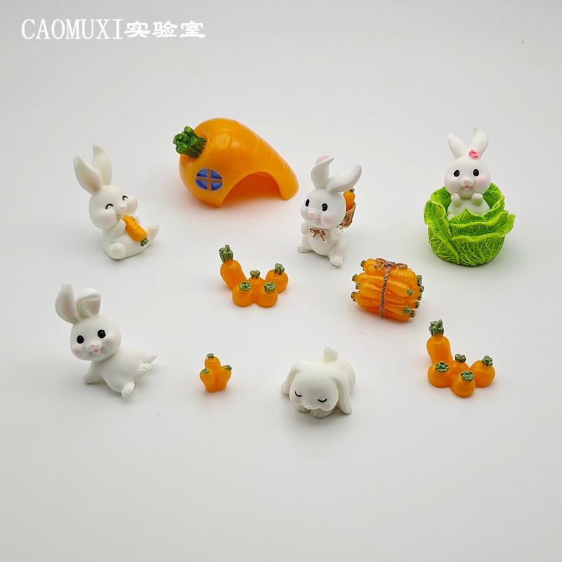 卡通小白兔公仔树脂手办微缩