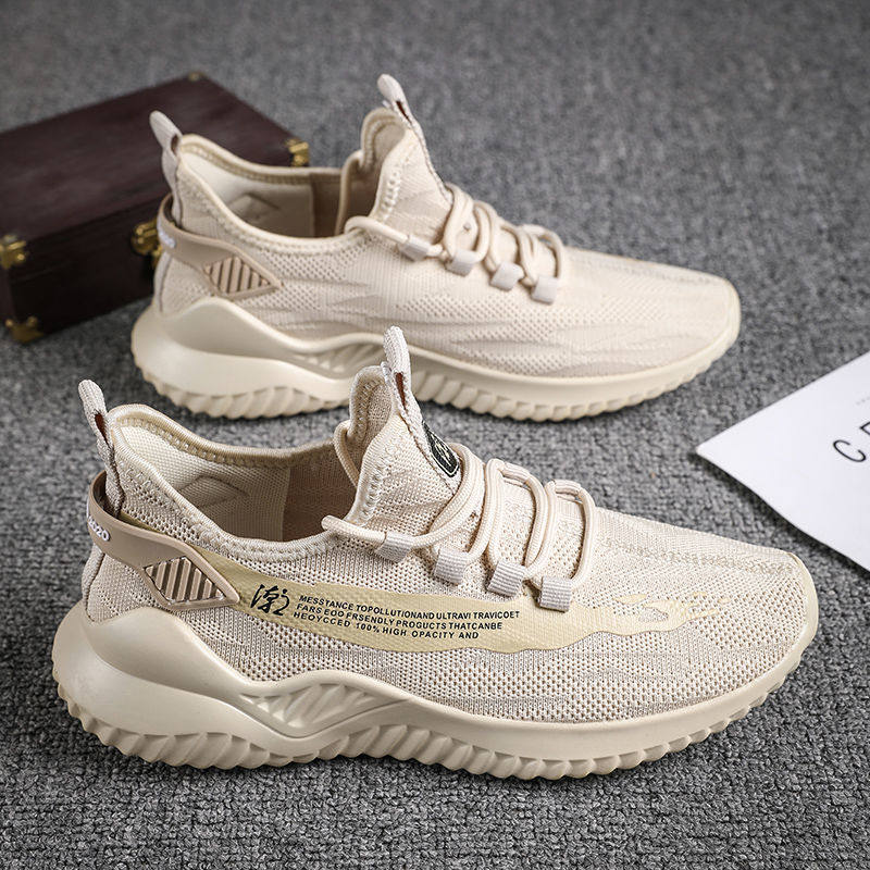 夏季新款老北京帆布椰子鞋飞织潮鞋子男士跑步休闲运动鞋sneakers