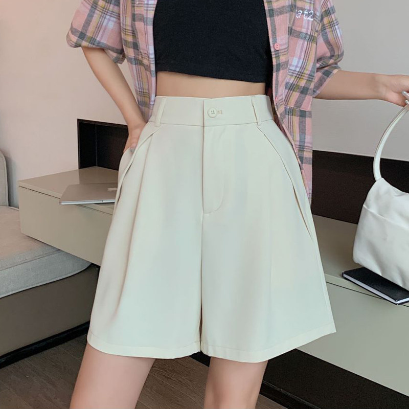 高腰西装短裤女夏季薄款2023新款直筒宽松显瘦休闲冰丝阔腿五分裤,女装/女士精品,休闲裤,淘宝优惠券,粉丝福利购,淘宝优惠卷