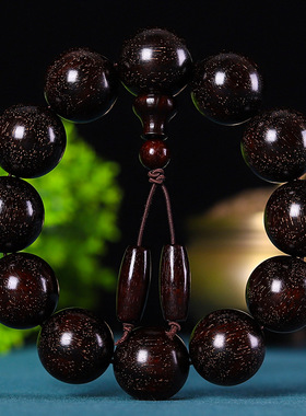 直播热销高密沉水料手工金星高品质血檀 小叶紫檀2.0佛珠手串