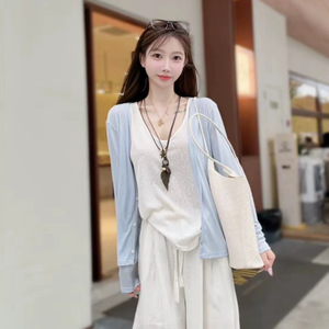 莱赛尔天丝防晒开衫2026宽松薄款夏季空调衫防晒冰丝短款女上衣t