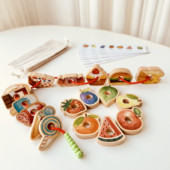 儿童穿线玩具串珠蒙氏教具积木平衡叠叠乐宝宝专注力精细动作训练