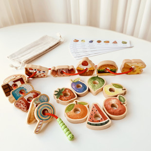 儿童穿线玩具串珠蒙氏教具积木平衡叠叠乐宝宝专注力精细动作训练