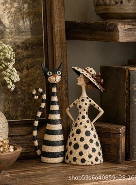 跨境爆品Vintage Cat & Lady Sculptures