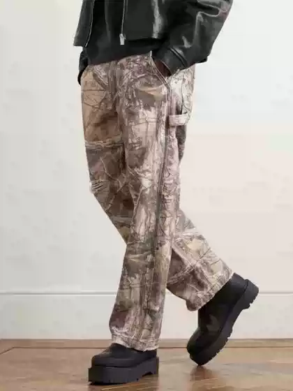 Erd Branch Camouflage Pants Realtree Style Lumberjack Work Pants Melancholic Rich Second-Generation Washed Distressed Jeans