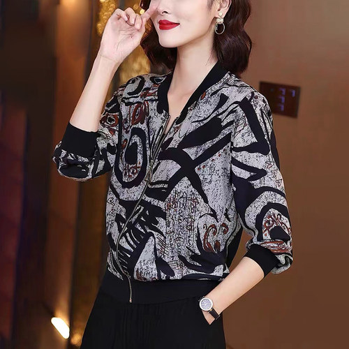空调防晒衣服女春夏季时尚休闲妈妈装短款外套圆领拉链雪纺防晒衫
