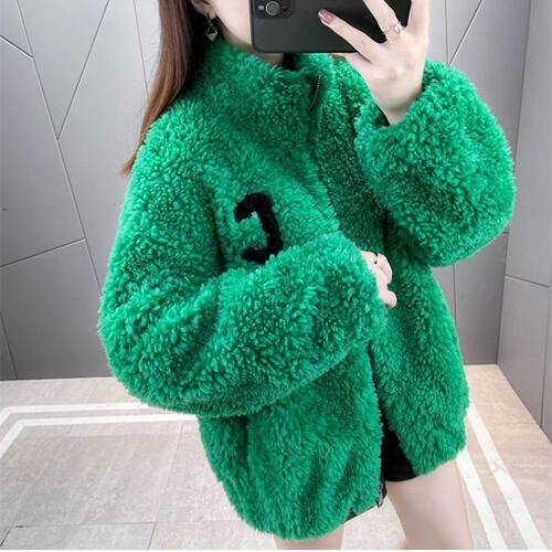 家居服毛毛绒外套女秋冬季外穿加绒加厚双面珊瑚绒立领保暖卫衣女