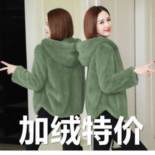 加绒加厚双面珊瑚绒外套女秋冬外穿短款毛毛绒卫衣连帽保暖上衣女