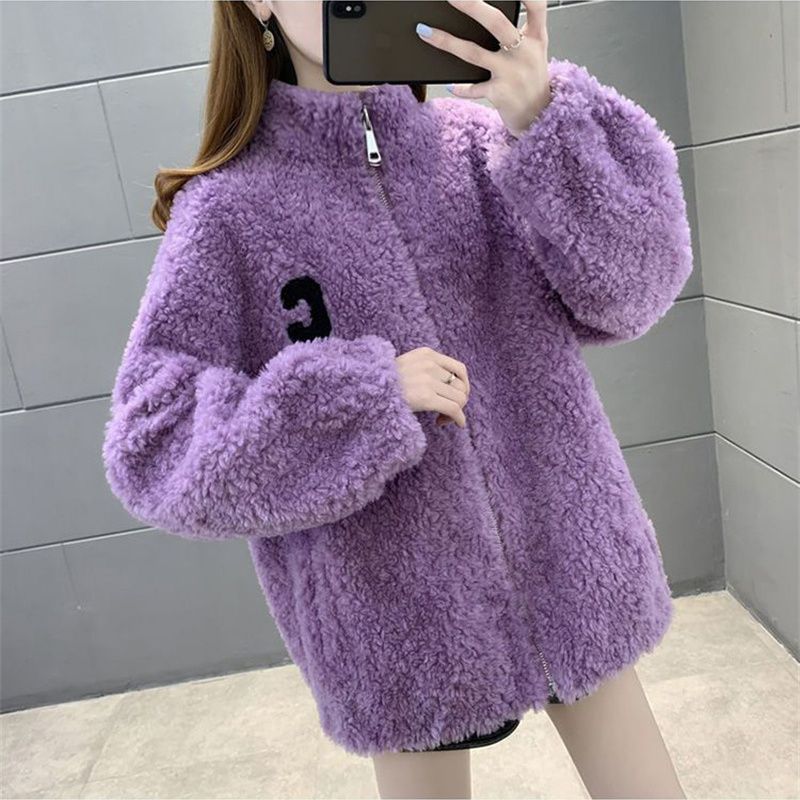 珊瑚绒抓绒衣外套女秋冬季加绒加厚双面绒连帽卫衣摇粒绒立领卫衣