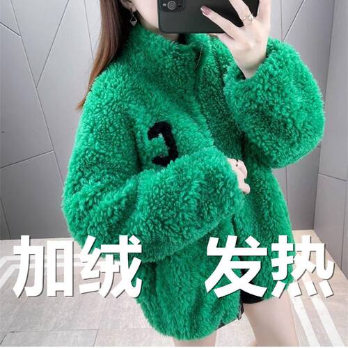家居服毛毛绒外套女秋冬季外穿刺绣加绒加厚双面珊瑚绒立领卫衣女