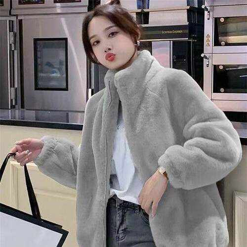家居服毛毛绒外套女秋冬季休闲拉链加绒加厚双面珊瑚绒立领卫衣女