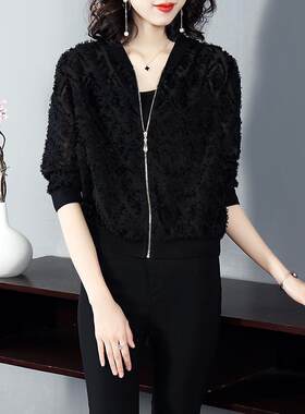 长袖开衫外套女春夏季2025新款韩版大码棒球服百搭短款防晒衣服女