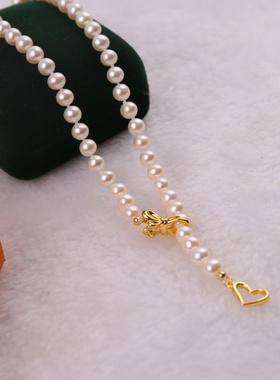 老张珍珠 5~6mm淡水珍珠项链双戴注金配件简约气质 珍珠项链
